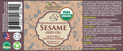 US Organic Aceite de sésamo con gotero, ideal para masajes y nutrición cutánea.