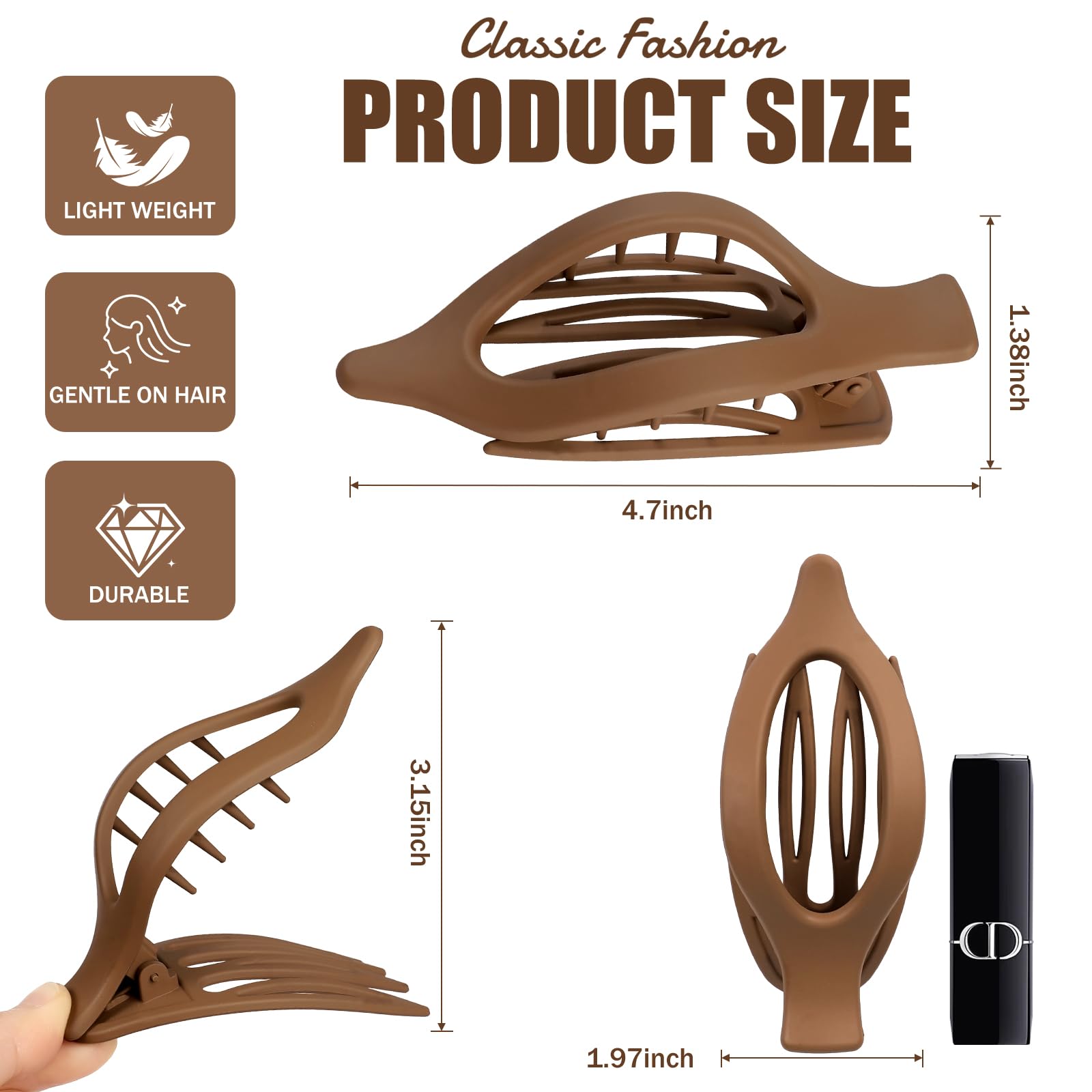 USDNICE clip oval plano marrón durabilidad en uso prolongado