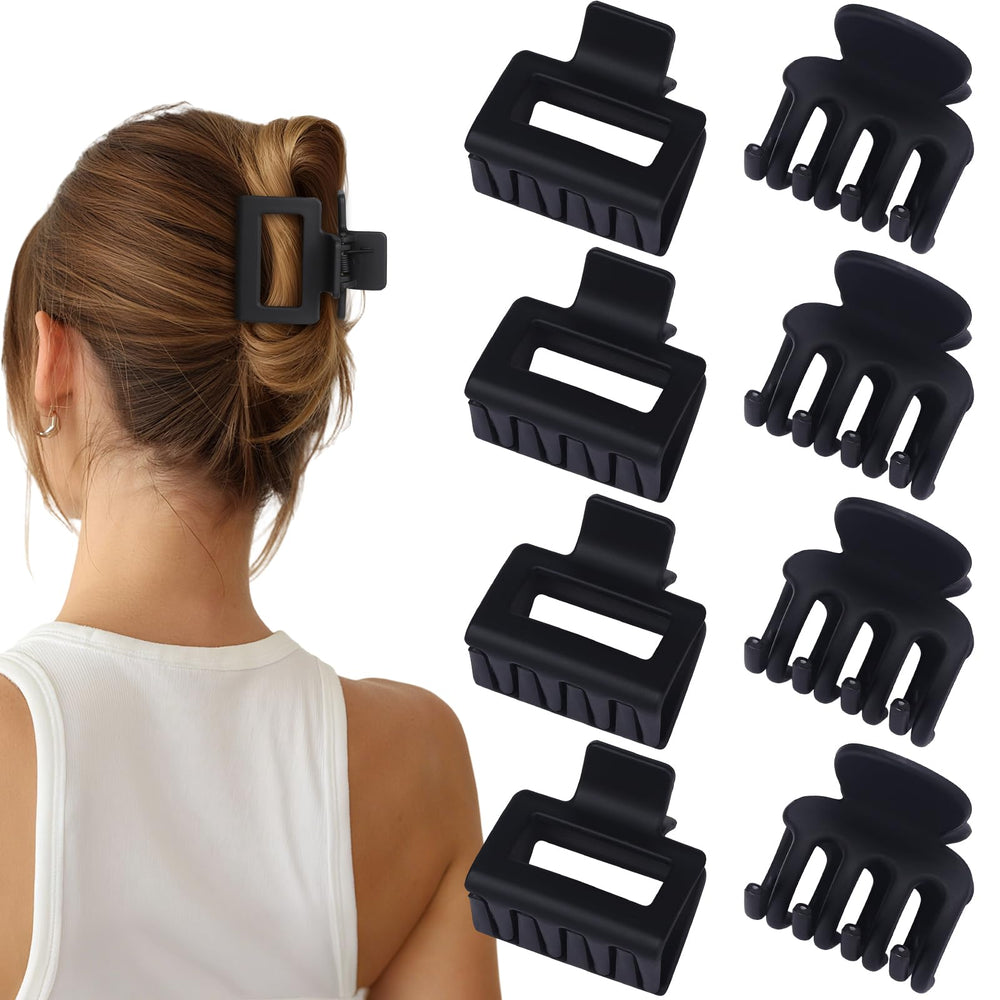 USDNICE clips cuadrados negro mate, estilo versátil para peinados firmes.