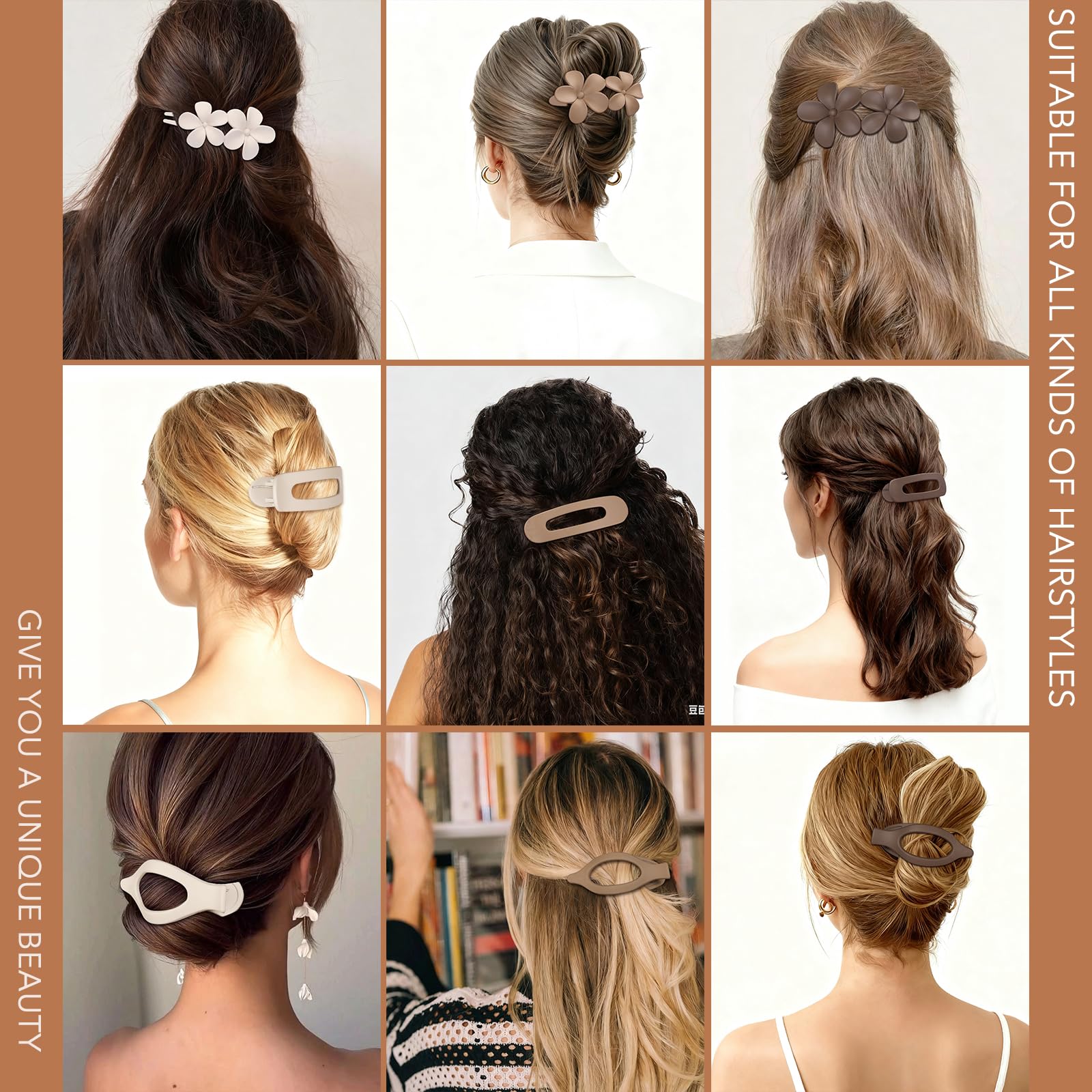 USDNICE clips planos mate aptos para cabello fino y grueso