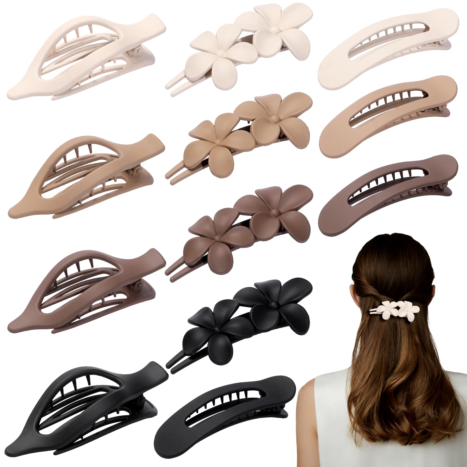 USDNICE clips planos mate 12 piezas para peinados diarios sin deslizamiento