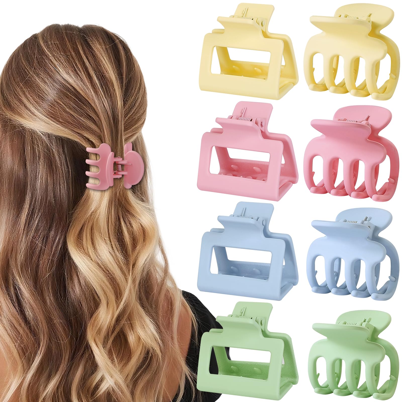 USDNICE pinzas garra pequeñas con acabado mate, sujeción suave para cabello fino.