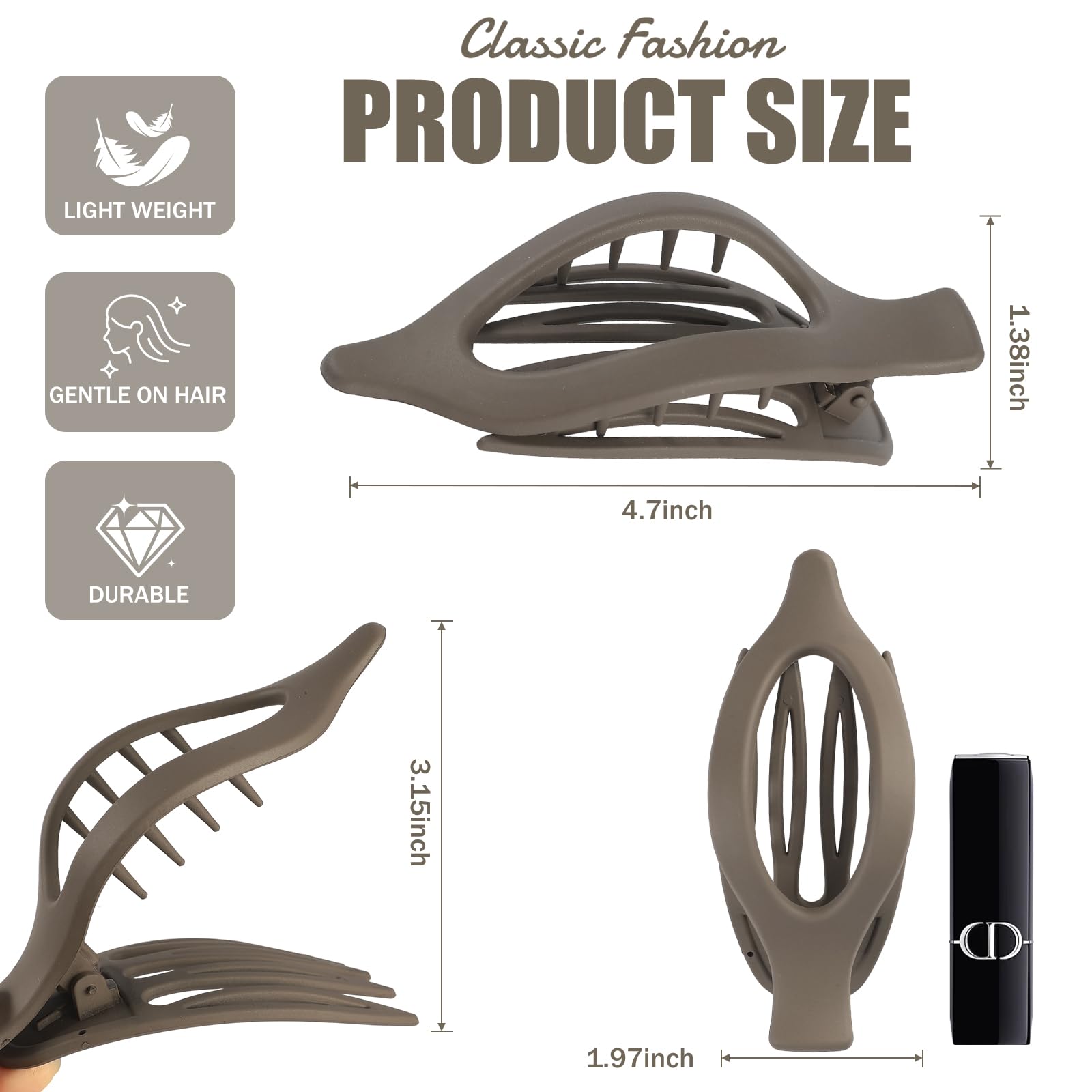 USDNICE pinzas planas con agarre firme para cabello grueso o fino