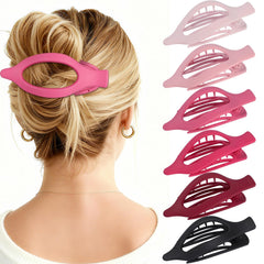 USDNICE pinzas planas para cabello rosado, 6 piezas, uso diario seguro