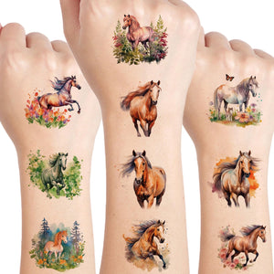 UVUXO tatuaje temporal de caballo para niños, ideal para fiestas y juegos.