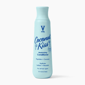 Acondicionador hidratante V&CO en botella, sensación suave y humectante para el cabello.