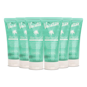 VACATION Mini After Sun Gel envase 1oz, alivio tras sol para piel hidratada.