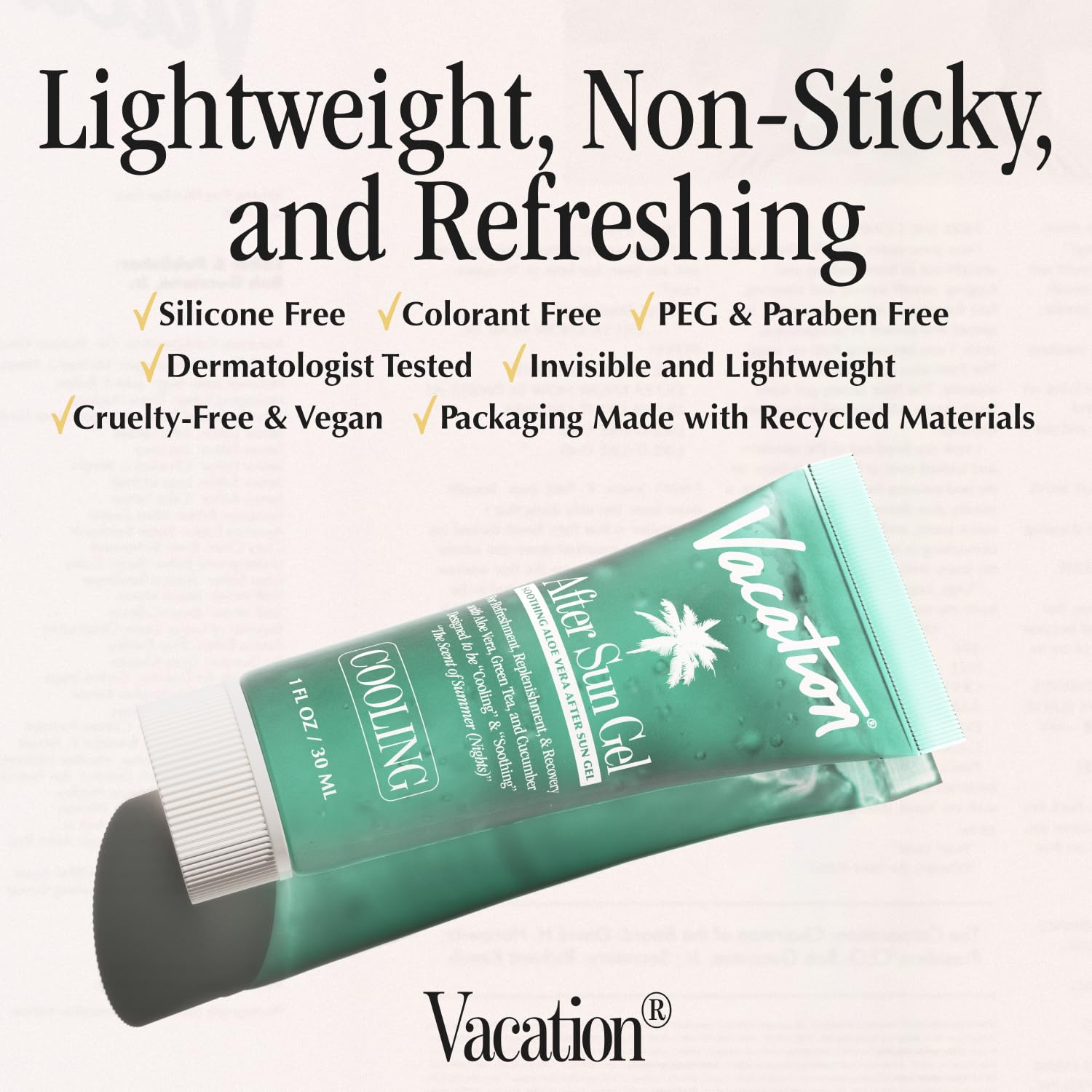 VACATION Mini After Sun Gel fragancia fresca y agradable para pos-sol.