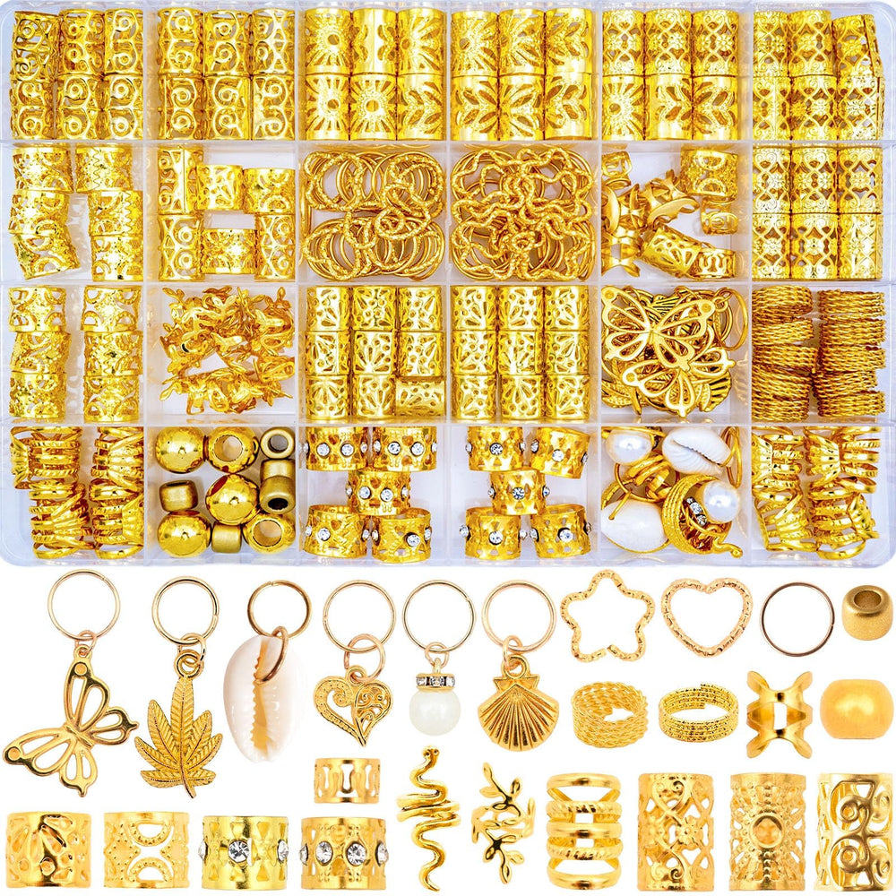 Vaikby 236pcs conjunto accesorios oro cabello: conjunto completo para trenzas.