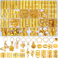 Vaikby 236pcs conjunto accesorios oro cabello: conjunto completo para trenzas.