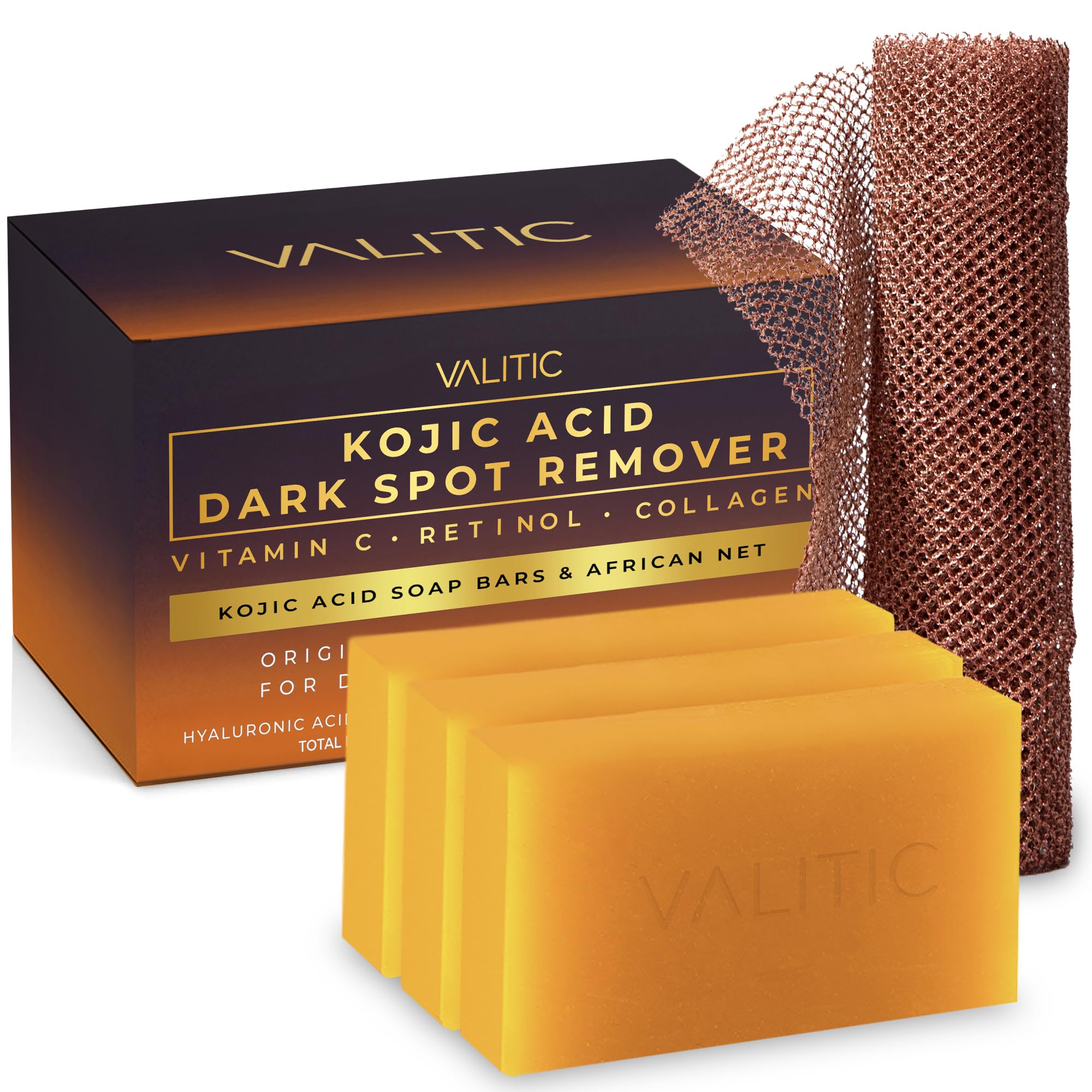 VALITIC barra ácido kojico para manchas en rostro y cuerpo, tono más uniforme