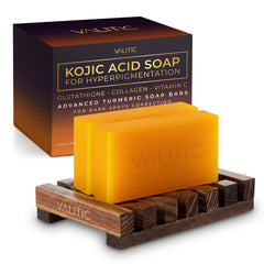 VALITIC Kojic Soap en empaque frontal para tono de piel más uniforme