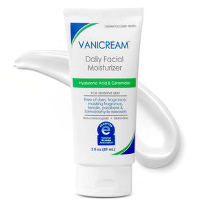 Vanicream hidratante facial diario en botella para piel sensible.
