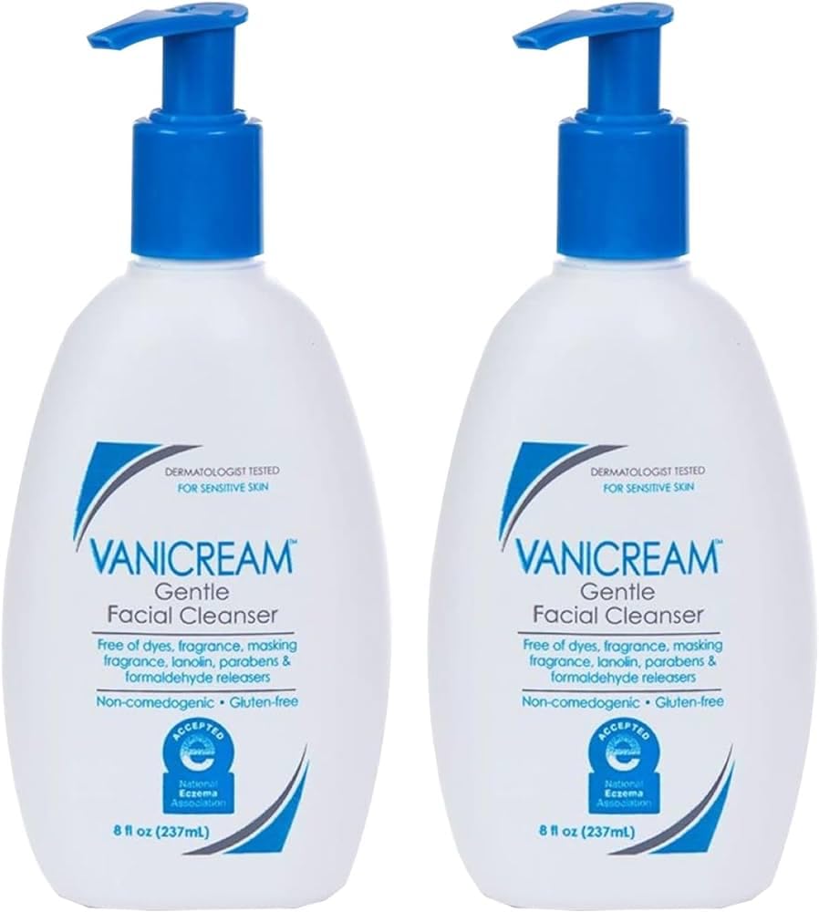 Vanicream limpiador facial suave en botella, ideal para piel sensible en la limpieza diaria