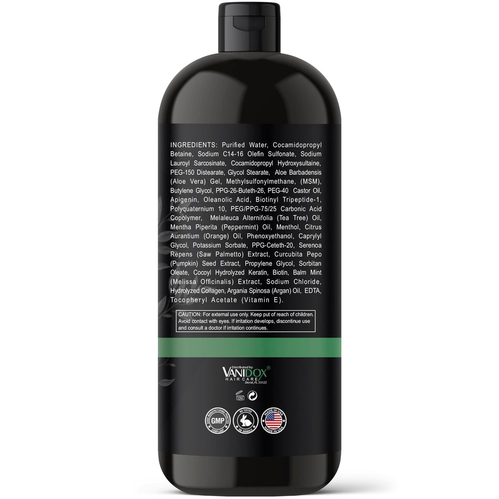 VANIDOX champú árbol de té, textura cremosa para lavado y cabello con cuerpo.