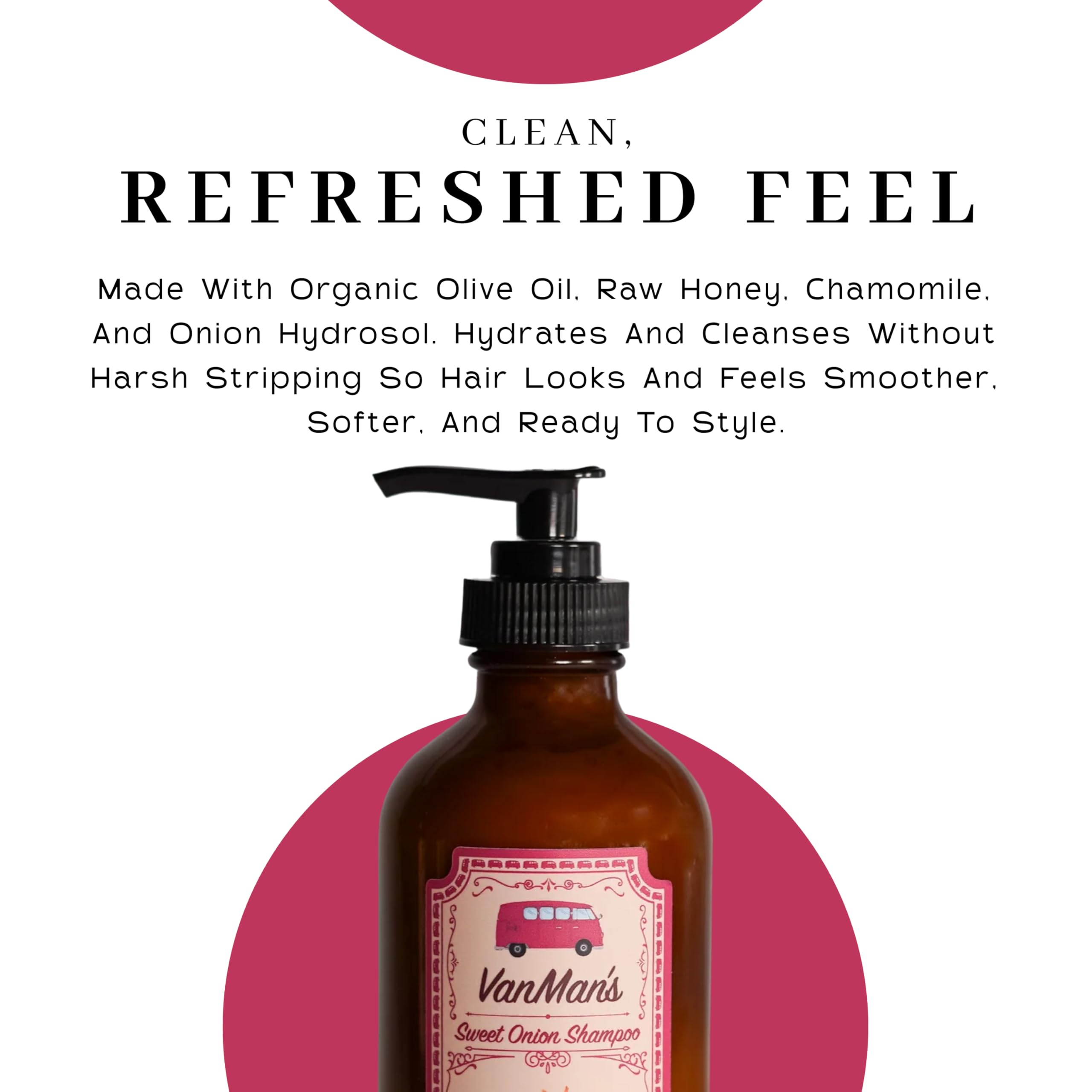 VanMan Shampoo Cebolla Dulce, cabello ligero y fresco para uso diario.