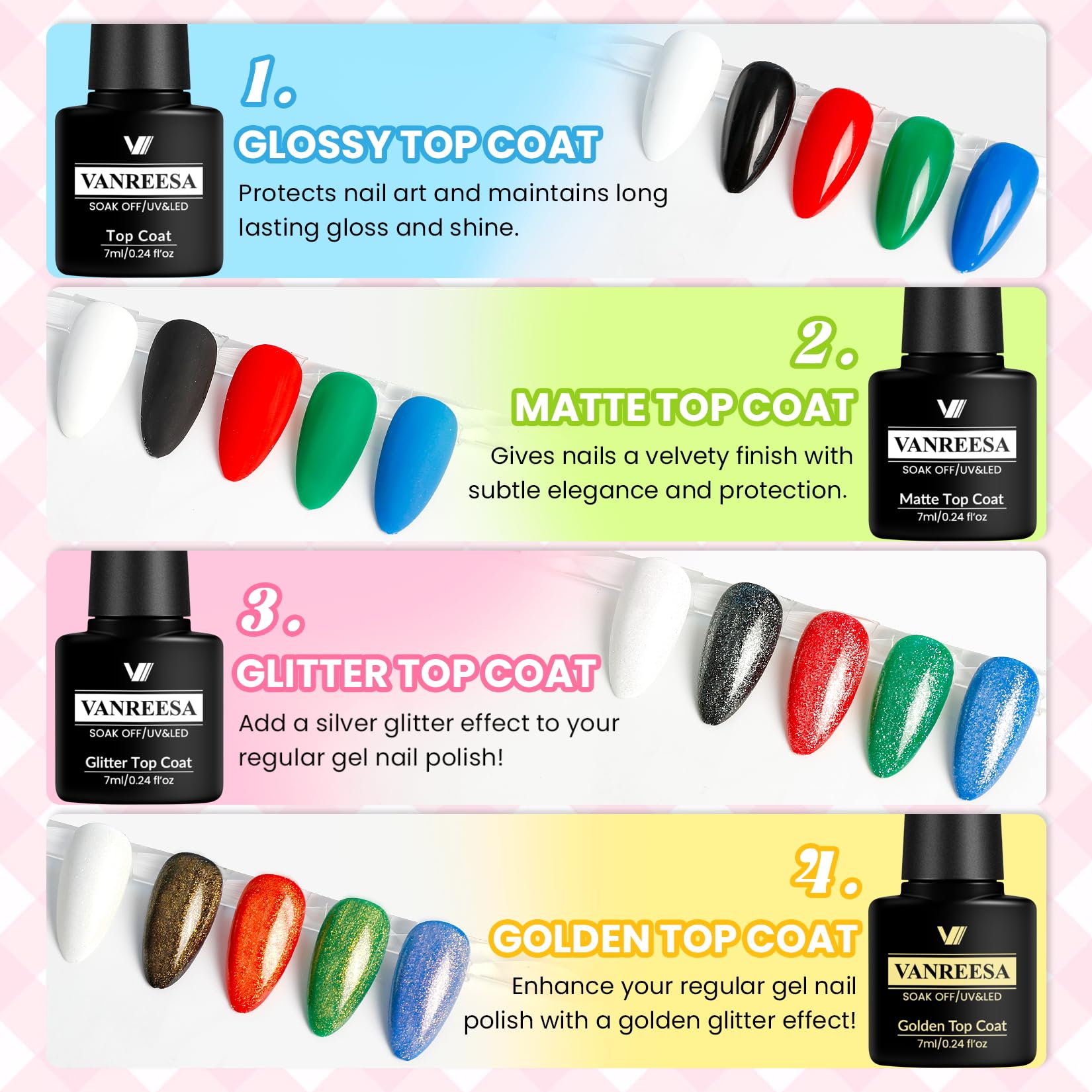 Vanreesa capa superior ofrece cuatro acabados para estilos variados.