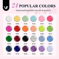 Esmaltes gel VANREESA 24 colores brillantes para looks variados