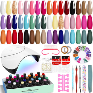 Vanreesa kit gel 42 piezas con lámpara UV para manicura en casa.