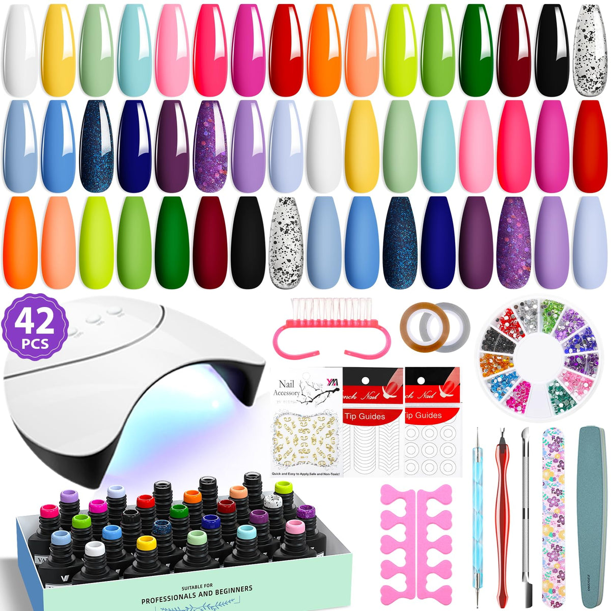 VANREESA kit gel uñas 42 piezas en caja regalo, ideal para empezar