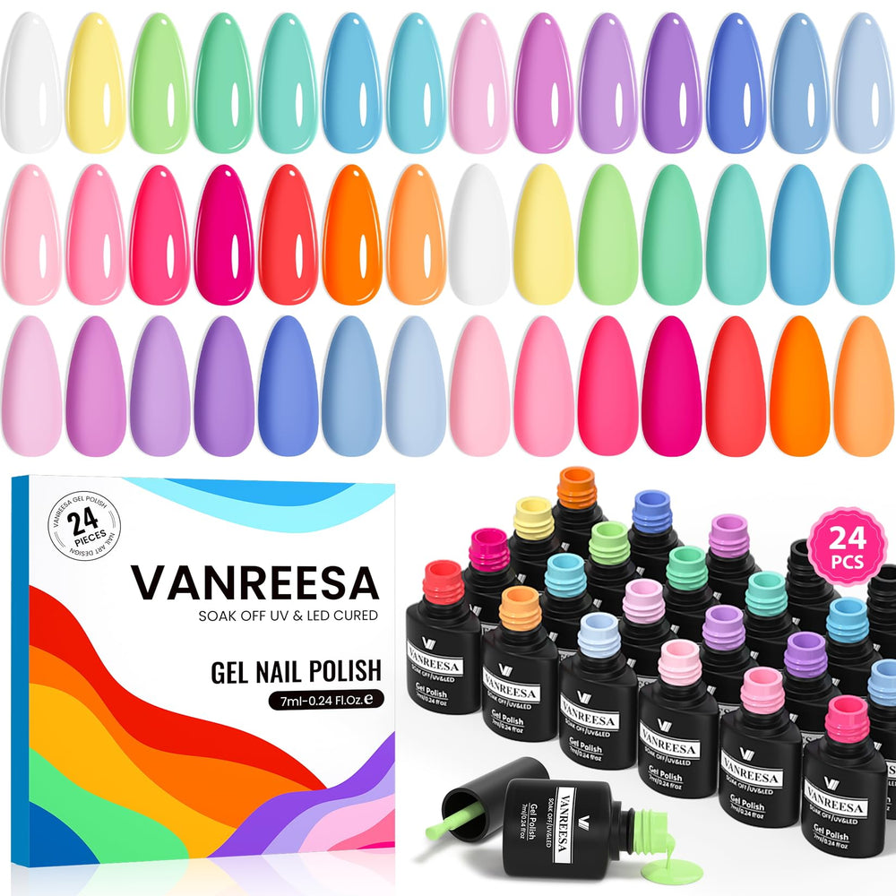 VANREESA set-esmaltes-gel-24-piezas-21-colores para manicuras versátiles y duraderas