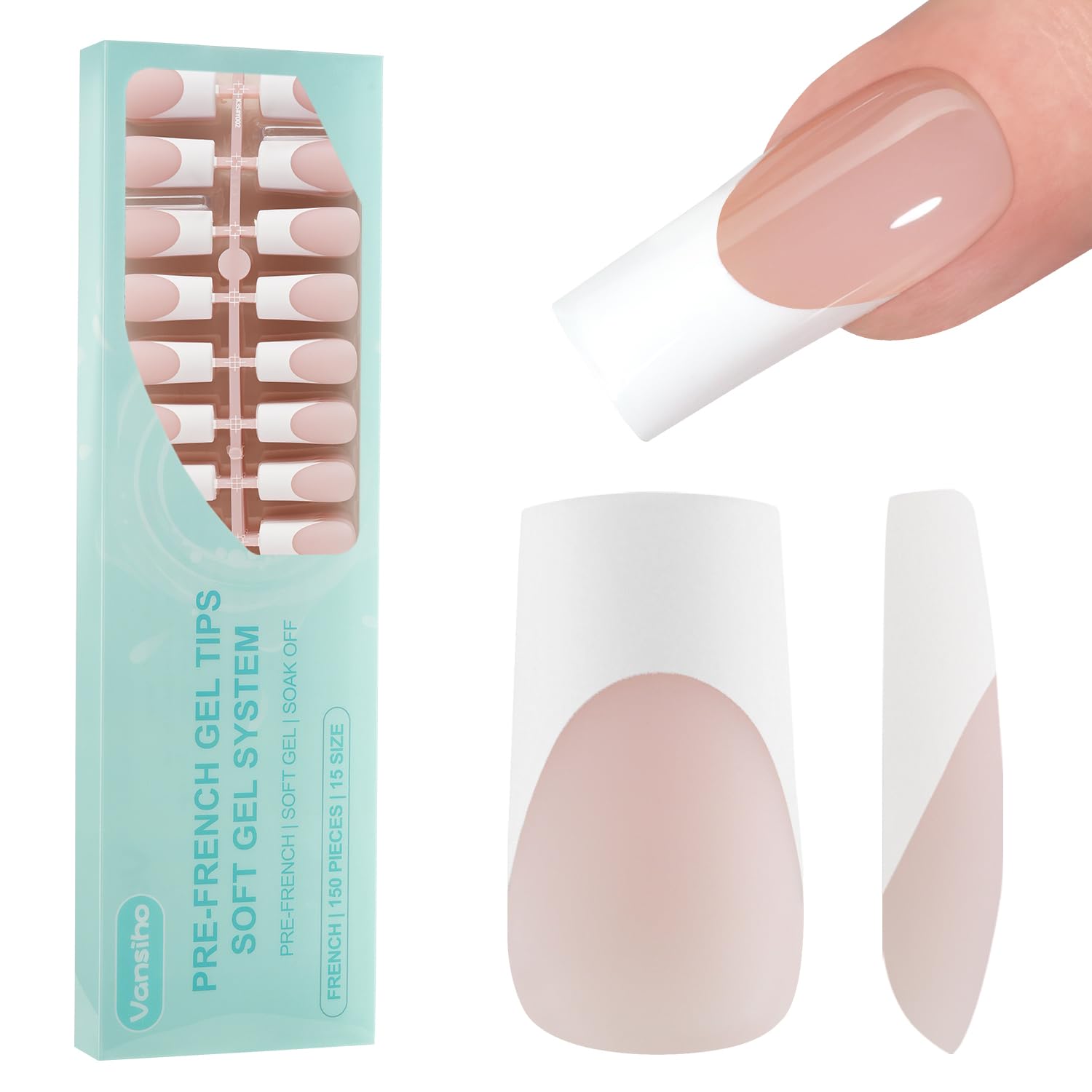 Puntas de gel Frances Vansiho 3 en 1 para aplicación rápida y duradera