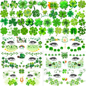 Tatuaje temporal VANTATY: trébol verde para el Dia de San Patricio, ideal para fiestas.