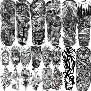 Tatuajes temporales VANTATY de manga completa con aspecto realista para fiestas.