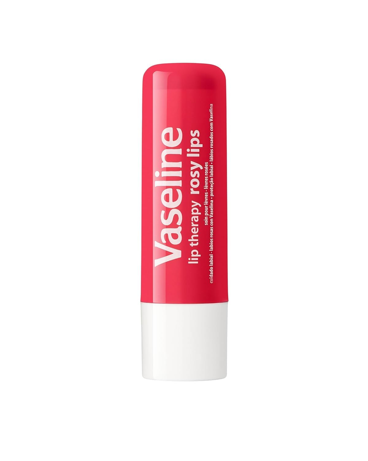 Vaseline Bálsamo Labial Rosy textura suave con tono natural para realzar el color.