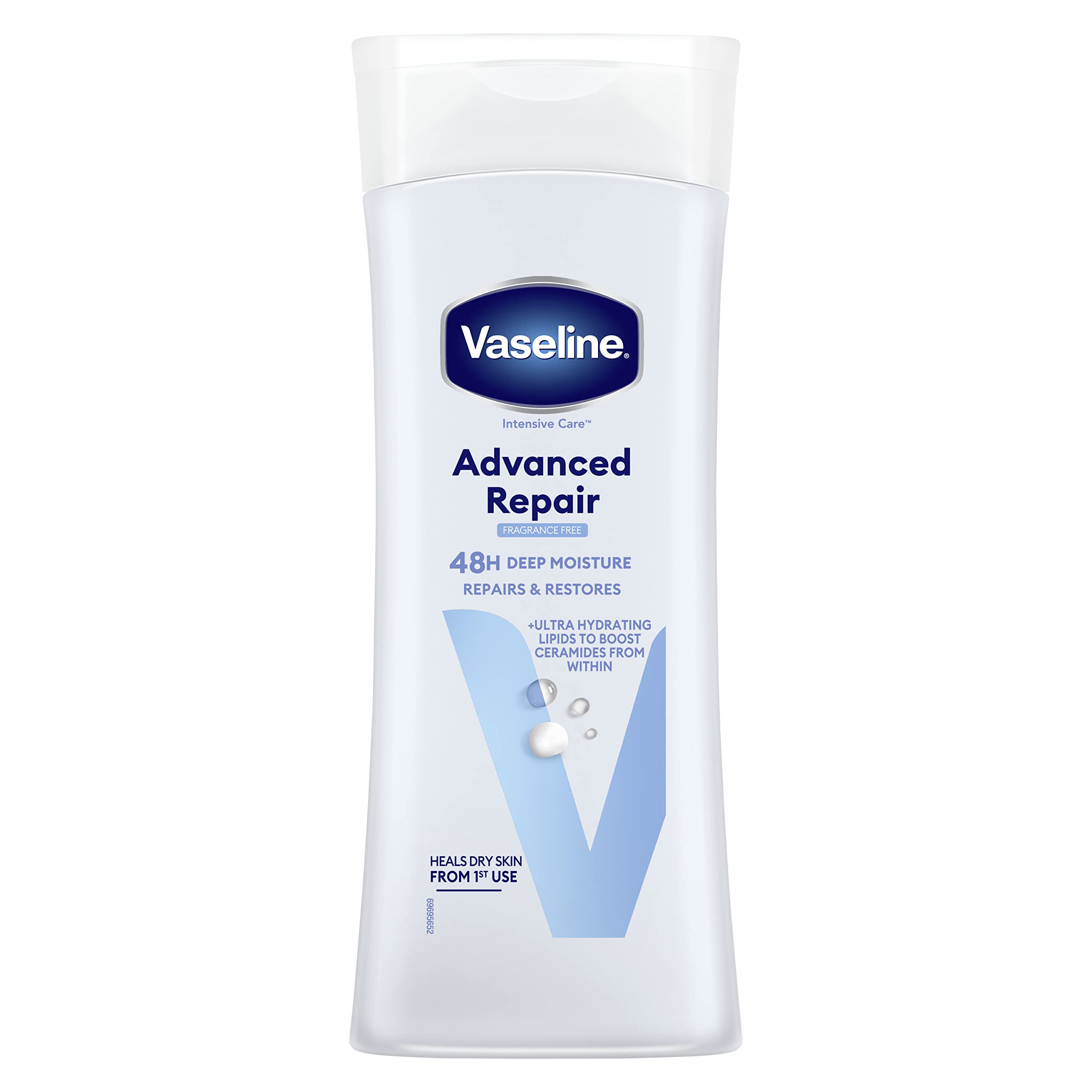 Vaseline Loción de Cuidado Intensivo en botella, aporta hidratación duradera sin sensación grasa.
