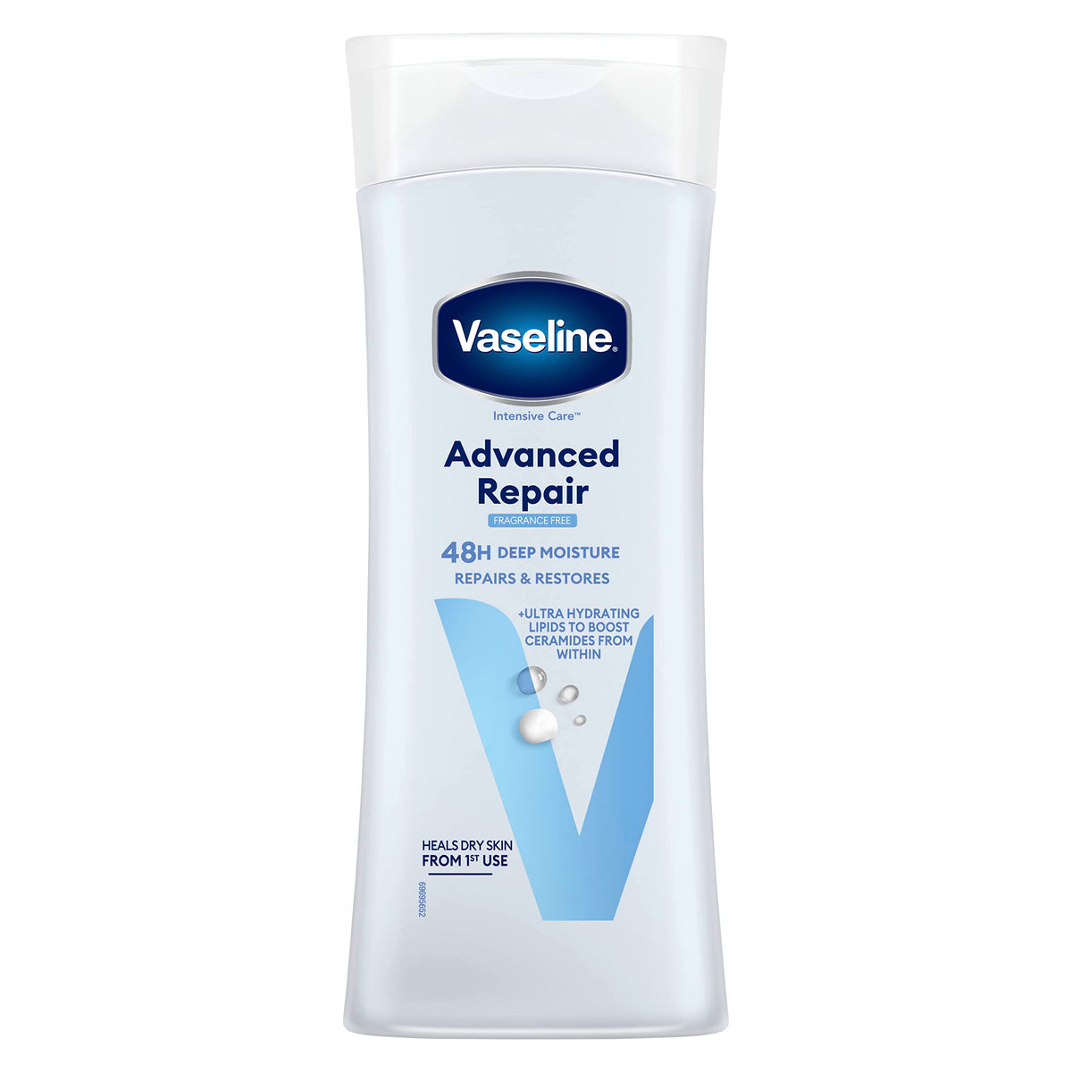 Vaseline Loción de Cuidado Intensivo en botella, aporta hidratación duradera sin sensación grasa.