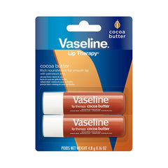 Vaseline Lip Therapy Cocoa Butter Twin Pack con hidratación suave.