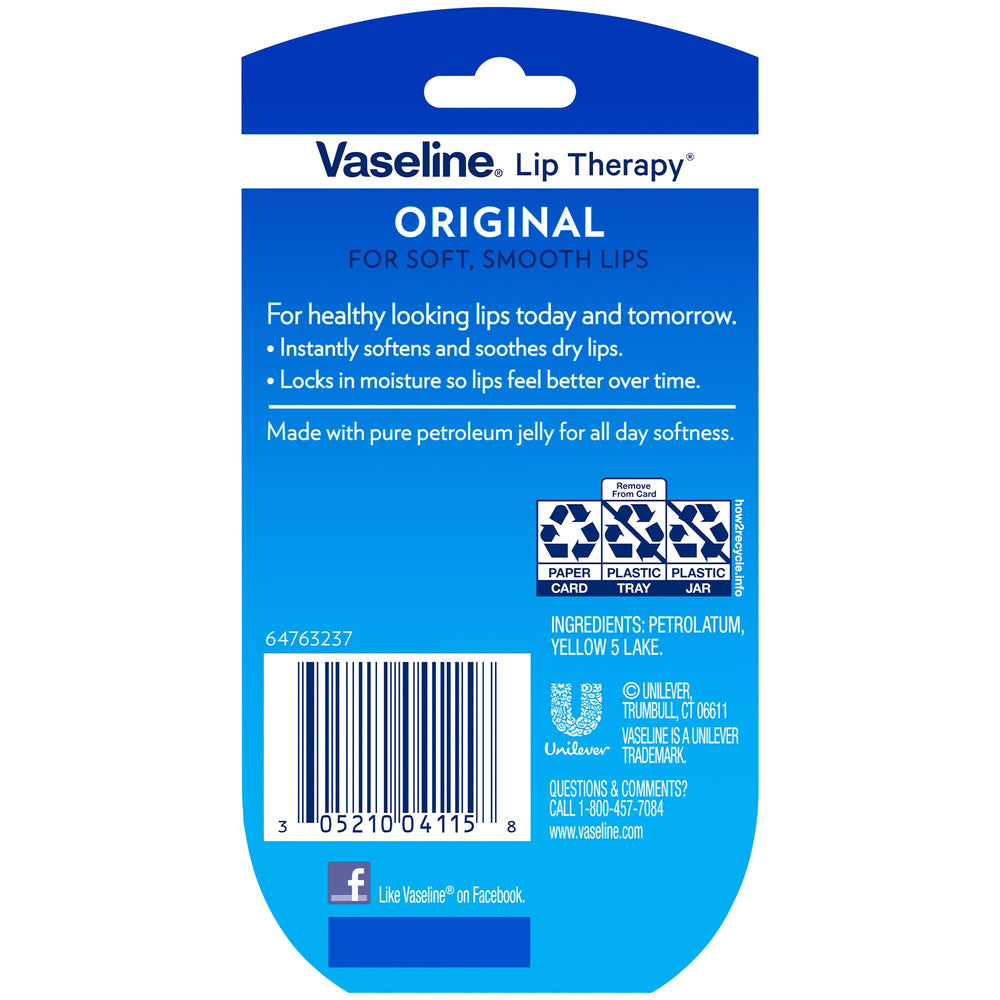 Mini frascos 0.25 oz de Vaseline Lip Therapy Original para llevar.