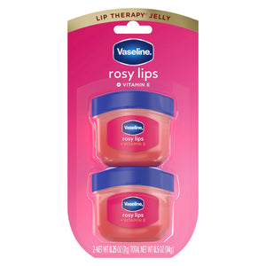 Vaseline Lip Therapy Rosy Lips Mini en empaque icónico para cuidado de labios en movimiento
