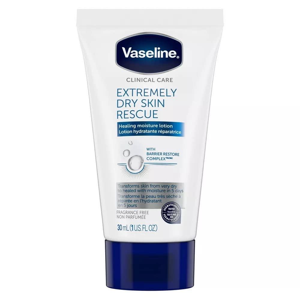 Vaseline Rescate para piel extremadamente seca, loción para manos y cuerpo, 30 ml, hidrata profundamente.