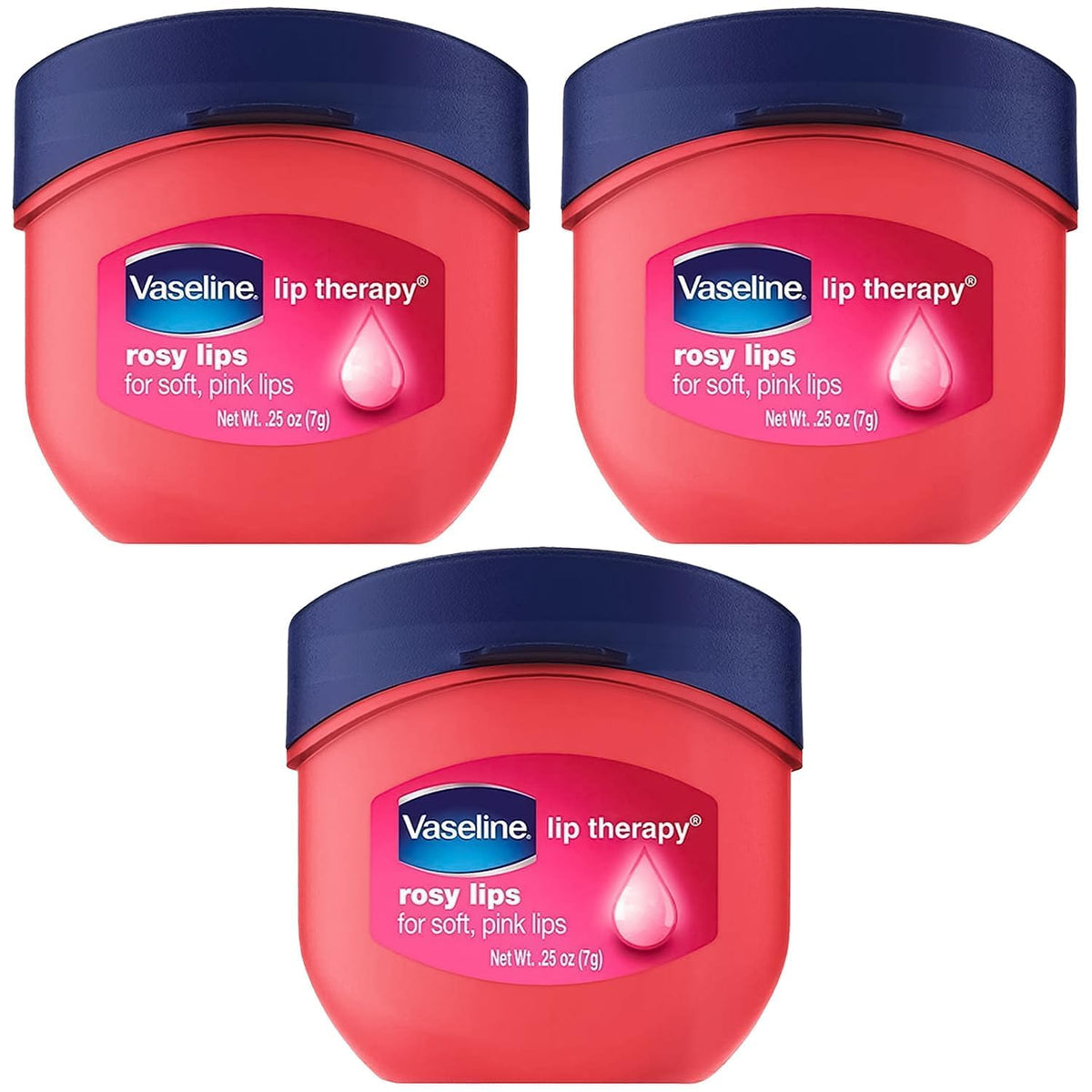 Vaseline Lip Therapy Rosy Lips en tarro mini, hidratación suave para labios secos.