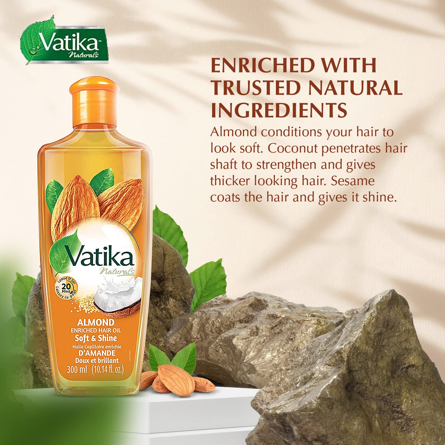 Vatika Naturals Dabur: nutrición profunda para cabello suave y disciplinado.