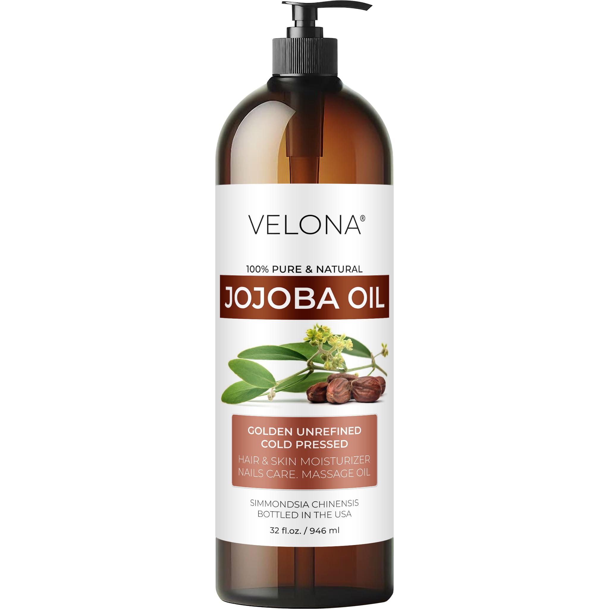 Velona Aceite de Jojoba, botella con dosificador para hidratación diaria