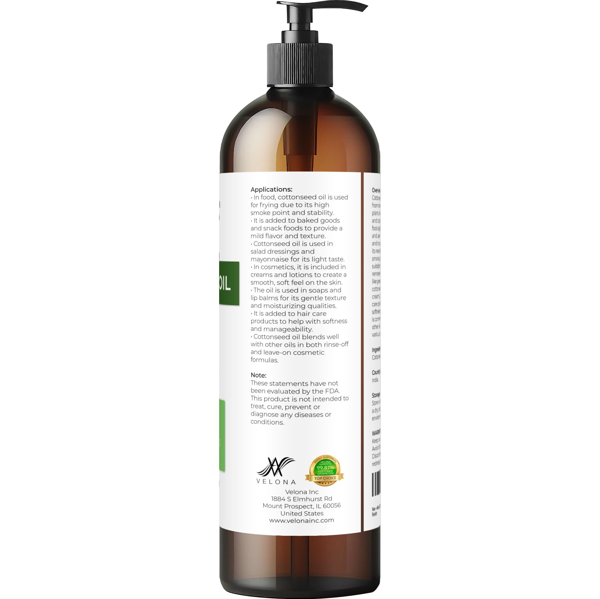 Velona aceite de semilla de algodón – brillo natural para el cabello y peinado.