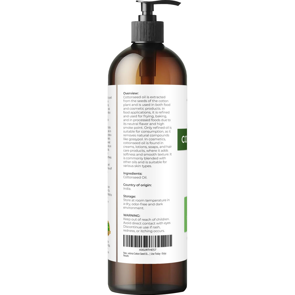 Velona aceite de semilla de algodón – uso facial diario para hidratación ligera.