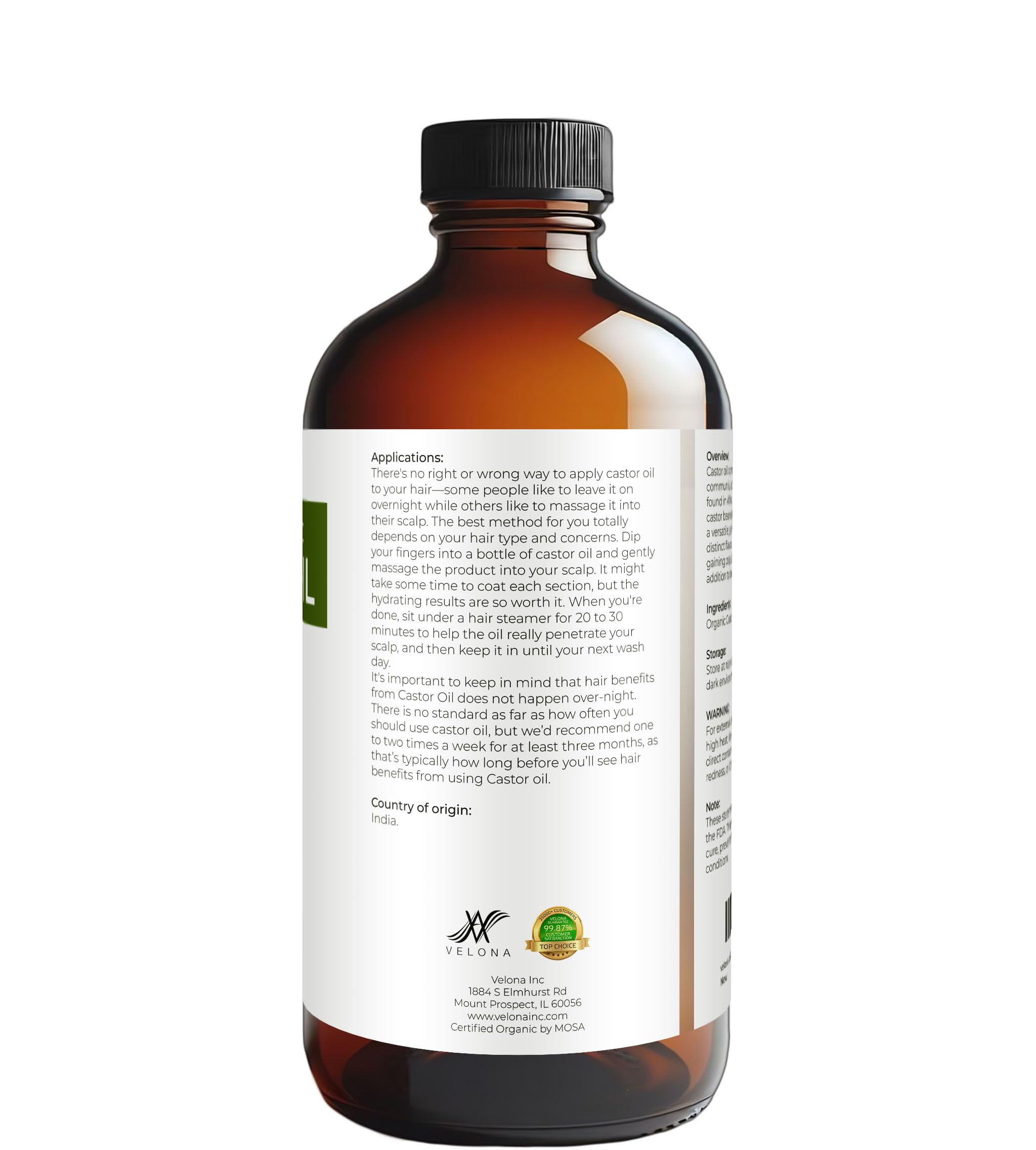 Velona Aceite de Ricino para cejas y pestañas con aspecto definido