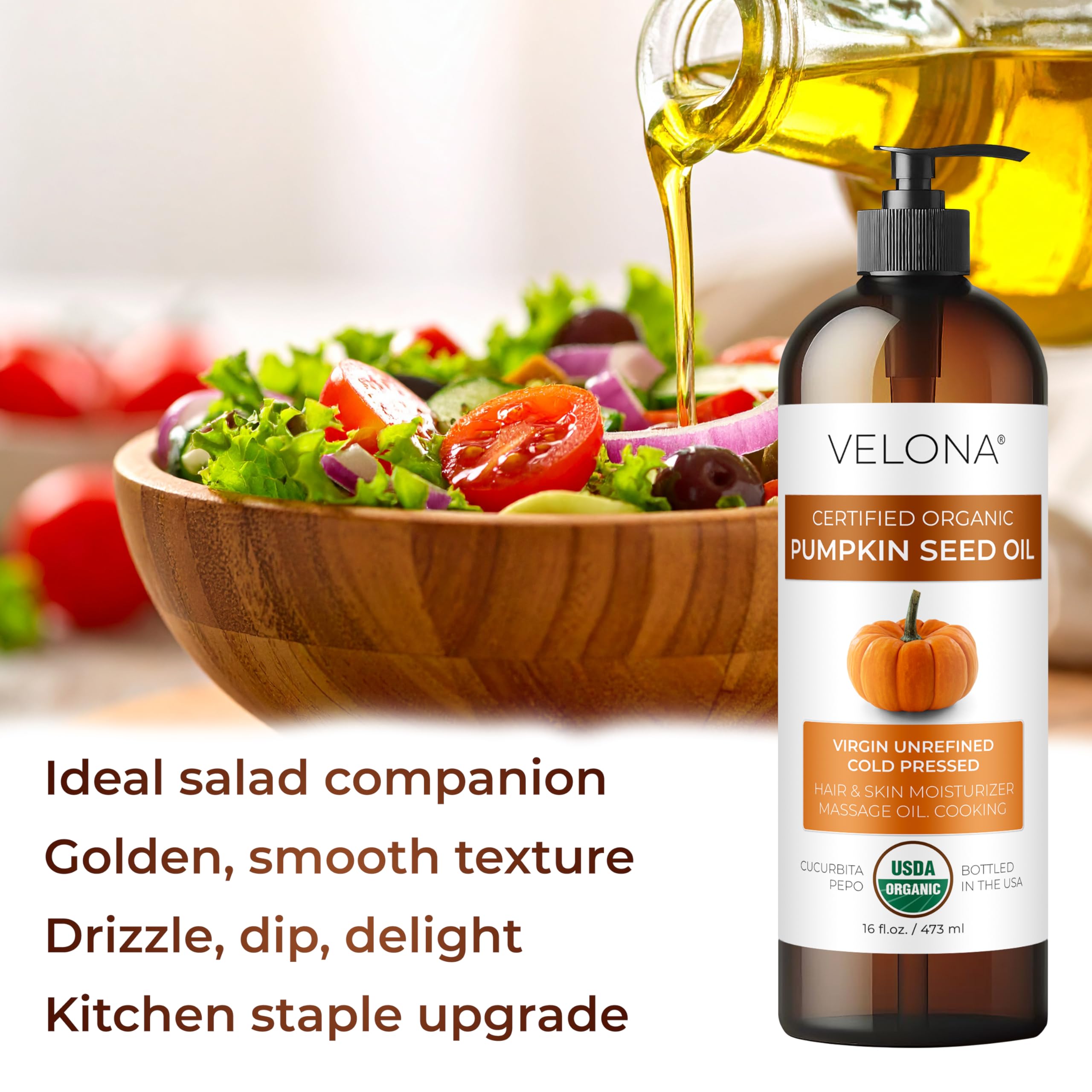 Velona aceite de calabaza para cuerpo, piel suave y nutrida tras la ducha