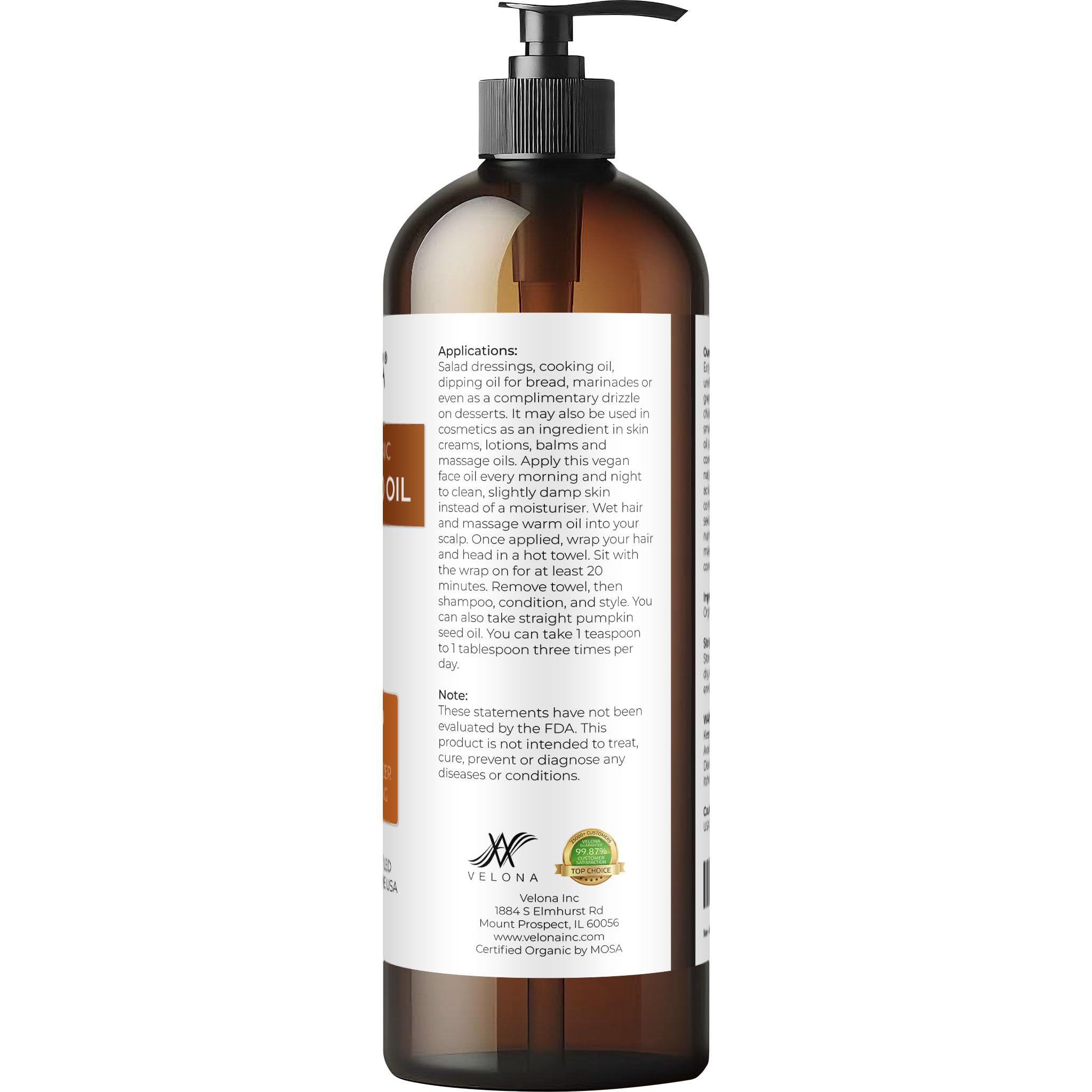 Velona aceite de calabaza cuidado pelo, desliz suave y brillo natural