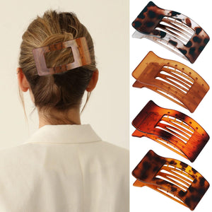 Pinza plana VELSCRUN para cabello ámbar leopardo, agarre firme para peinados duraderos.