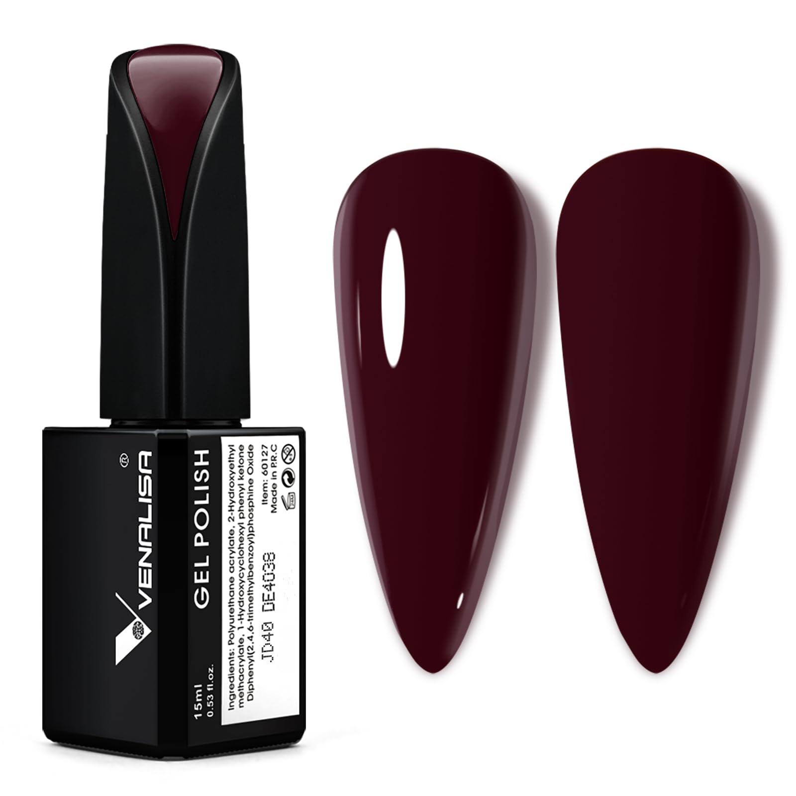 Esmalte gel VENALISA rojo burdeos en botella de 15 ml