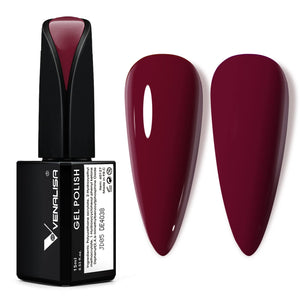 Esmalte gel VENALISA en botella de 15 ml rojo burdeos para uñas intensas.