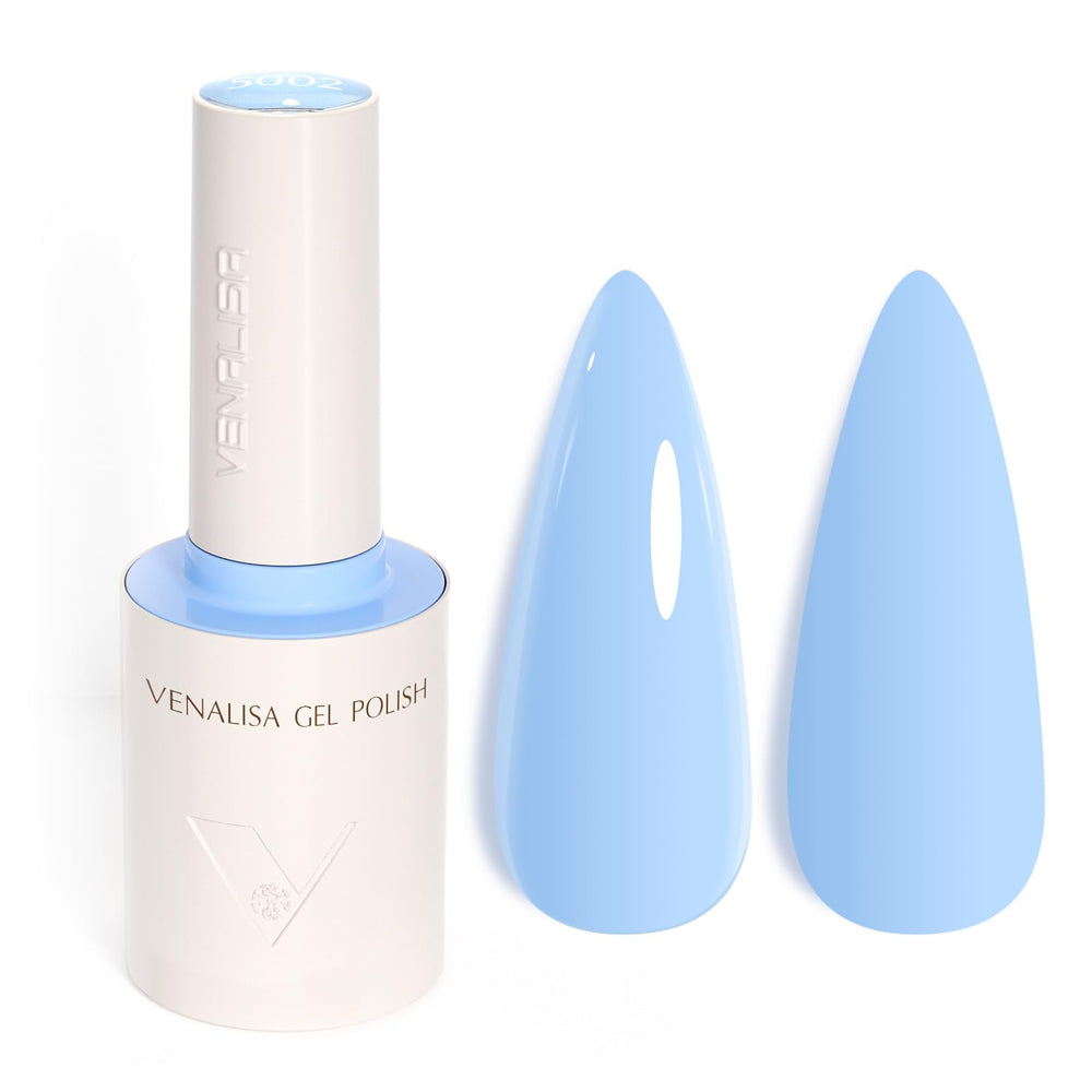 VENALISA gel azul claro, tono pastel con brillo intenso para uñas en casa