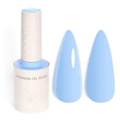 VENALISA gel azul claro, tono pastel con brillo intenso para uñas en casa
