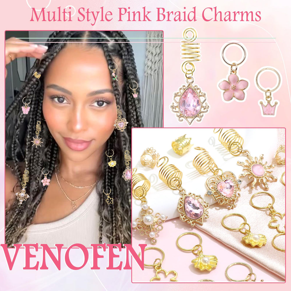VENOFEN joyas para cabello cristal rosa: clip con cristales para brillos