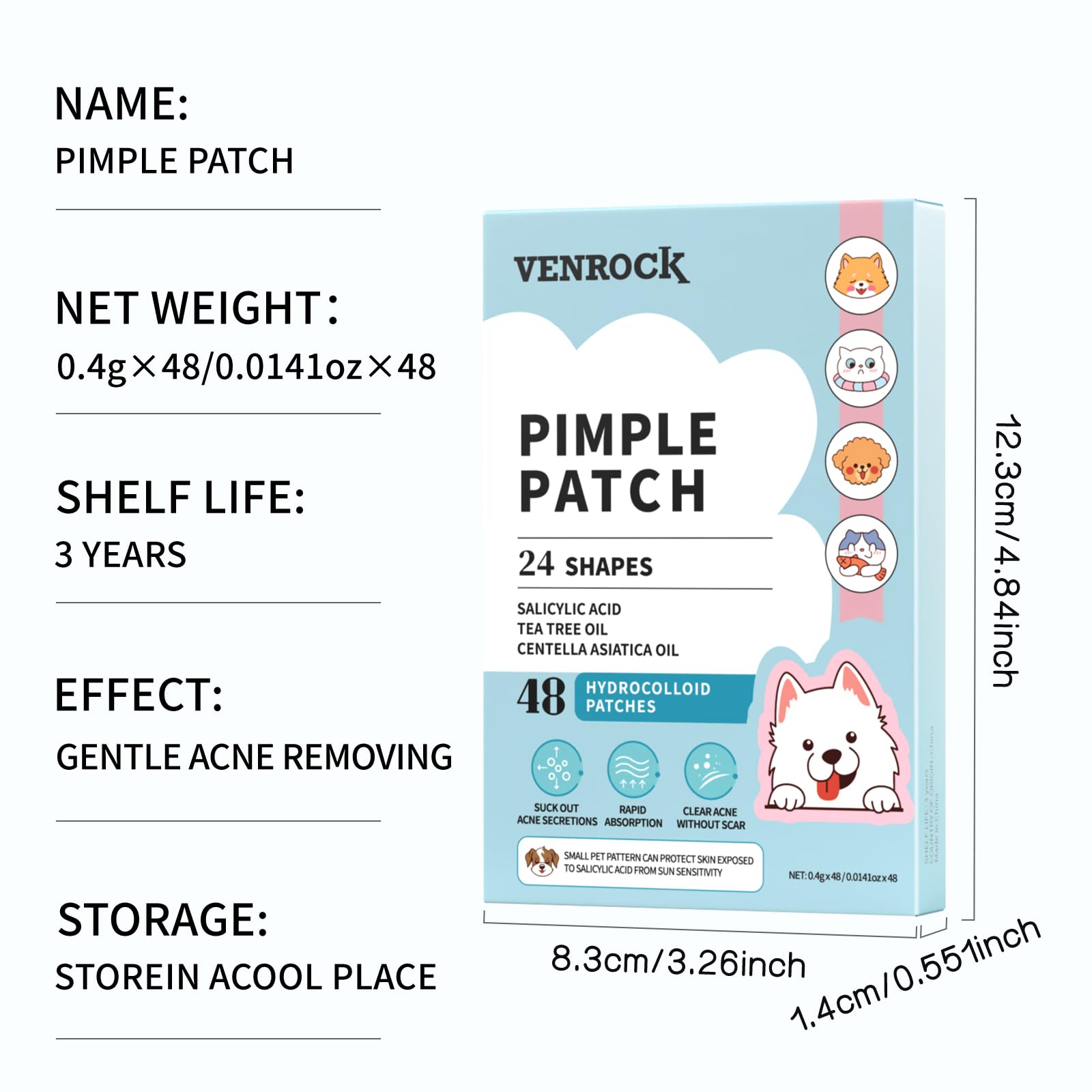Venrock parches acné cobertura discreta para imperfecciones visibles.